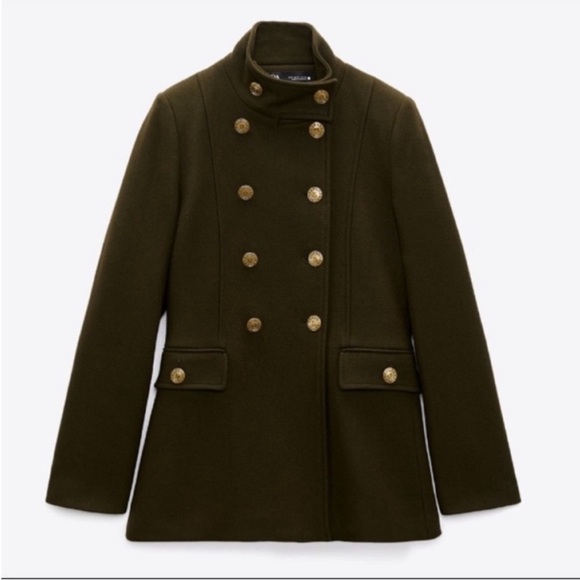 Zara gold button military coat NWT - Picture 4 of 6